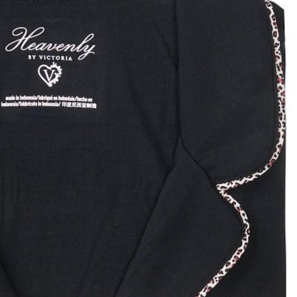 L VS Short PJ Set Black with Leopard Piping Heavenly Modal Softest PJs NWT - Picture 5 of 11